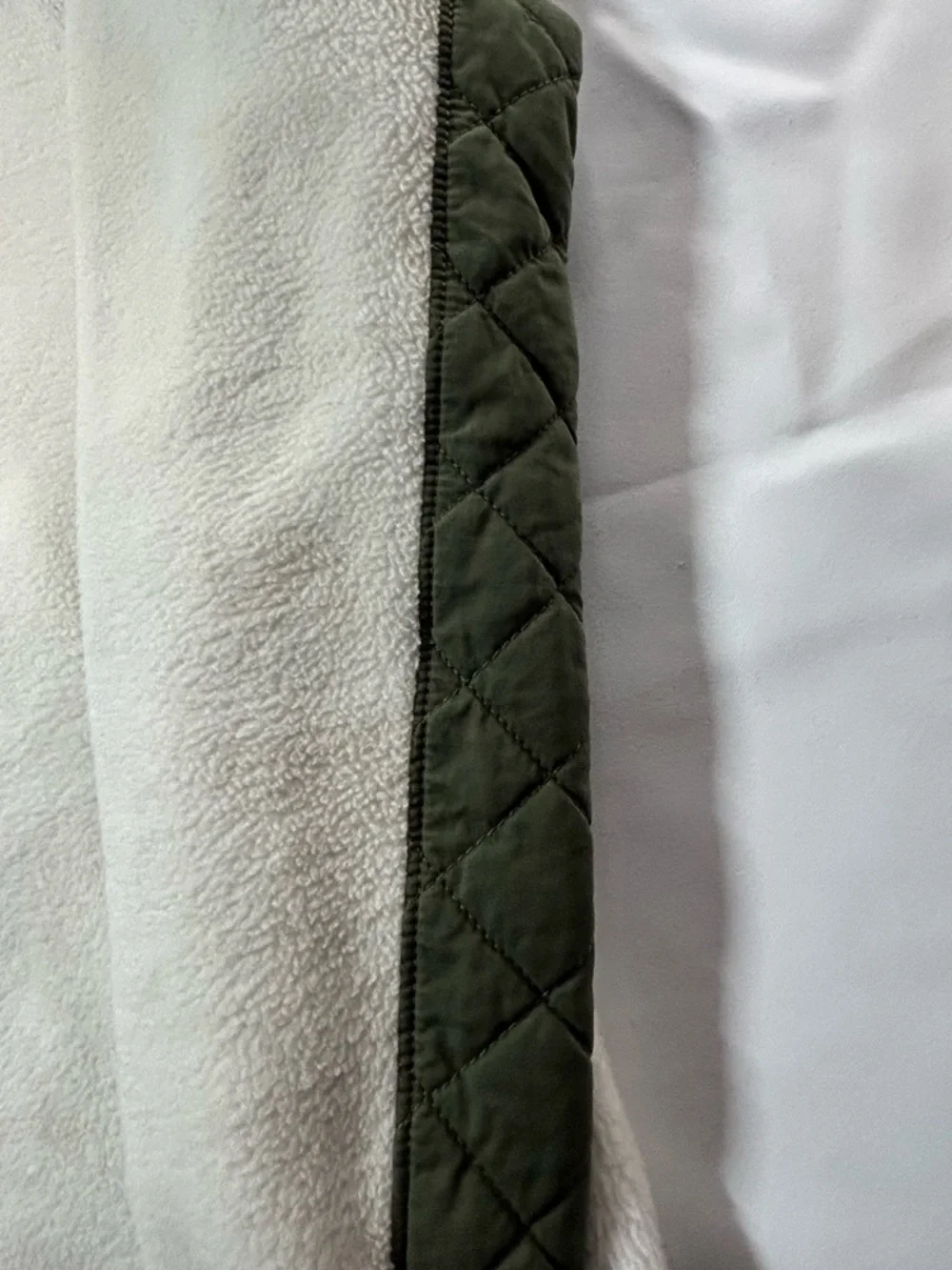 Abercrombie & Fitch Cream Sherpa Fleece with Olive Trim - Picture 11 of 15